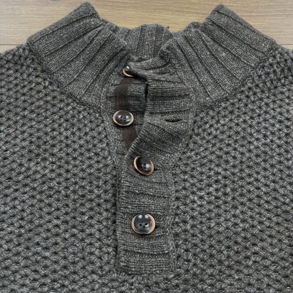 Tommy Bahama Sweater Mens XL Brown LambsWool Blend‎ Mock Neck Button Pullover - Picture 6 of 13